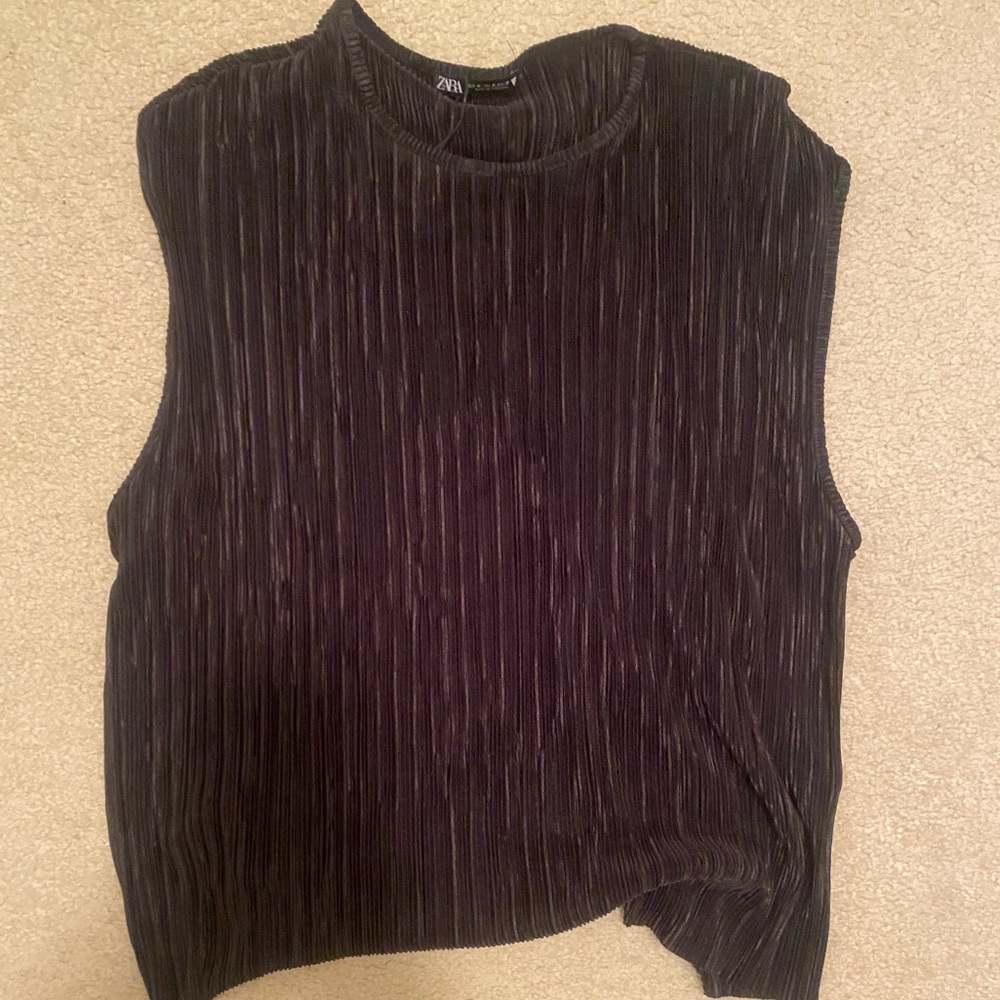 Zara Textured Black Tank Top